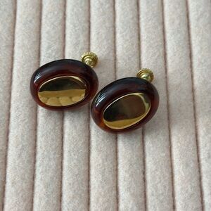 Vintage Gold and Brown Earrings